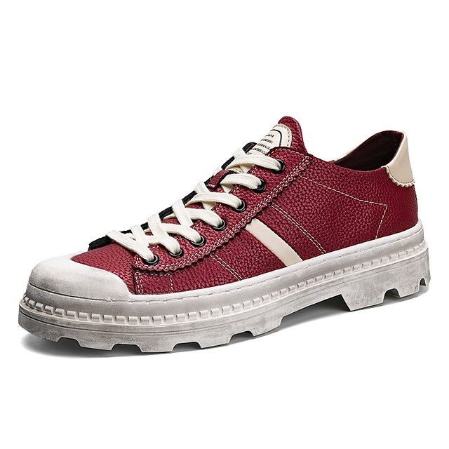  Férfi Kényelmes cipők Könnyű talp Ősz / Tél Hétköznapi Tornacipők Nappa Leather Fekete / Burgundi vörös / Barna / Fűző