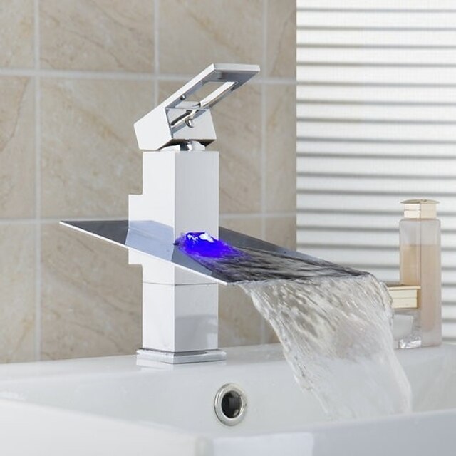  Fürdőszoba mosogató csaptelep - Vízesés Króm Mosdókagyló Egy fogantyú egy lyukkal