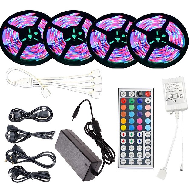  20m Sets de Luces 1200 LED 2835 SMD 8mm RGB Impermeable Control remoto Cortable 100-240 V / IP65 / Regulable / Conectable / Auto-Adhesivas / Color variable