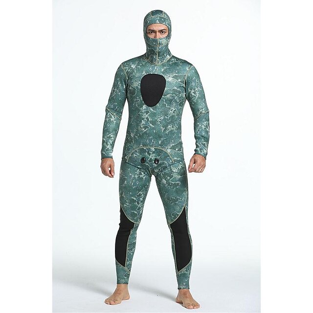  Herre Våddragt - heldragt 3mm Dykkerdragter UV Solbeskyttelse Anatomisk design Langærmet Dykning Surfing Camouflage Alle årstider