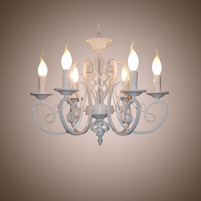  6-Light 53 cm Candle Style Chandelier Metal Painted Finishes Traditional / Classic 110-120V 220-240V