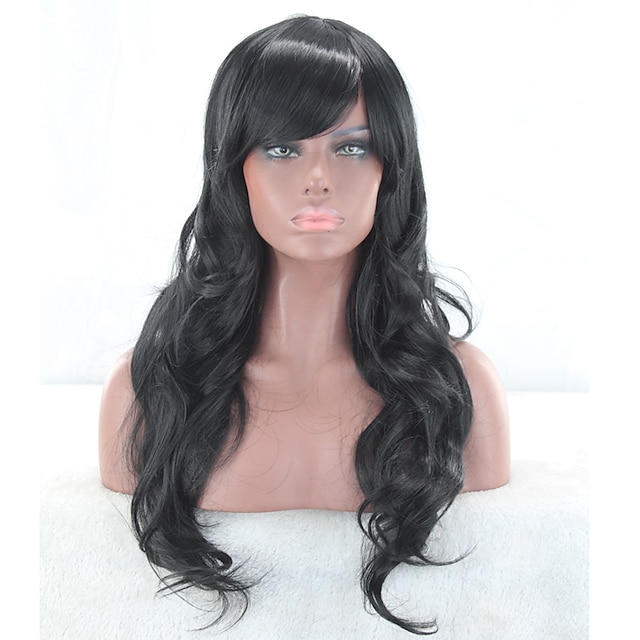  Synthetic Wig Body Wave Deep Wave Middle Part Wig Very Long Black Synthetic Hair Women's Heat Resistant Middle Part For Black Women Natural Black