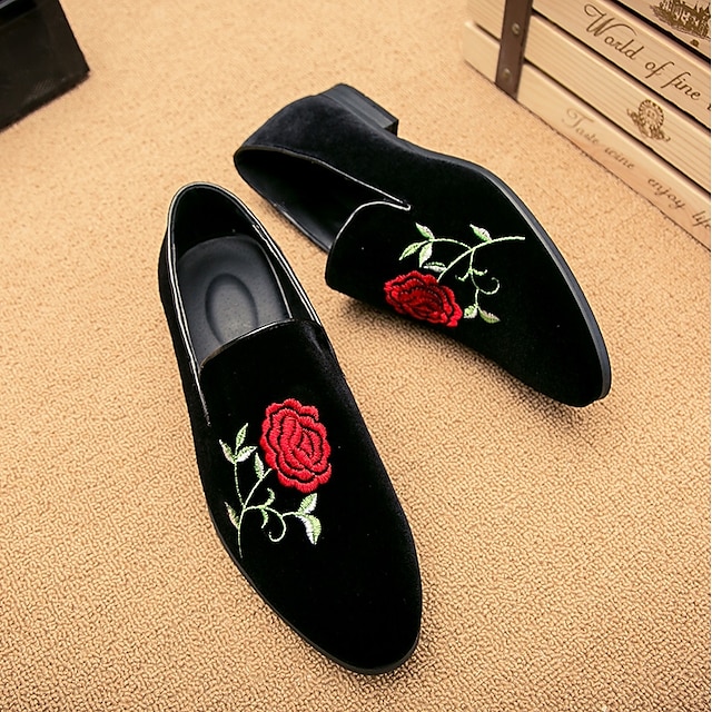  Men's Loafers & Slip-Ons Suede Shoes Comfort Shoes Novelty Loafers Chinoiserie Casual Suede Black Fall Spring