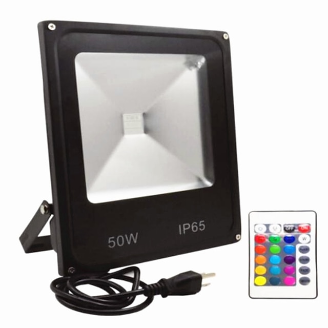  1個 50 W ＬＥＤフラッドライト 防水 リモコン 調光可能 RGB 85-265 V 屋外照明 中庭 ガーデン 1 LEDビーズ