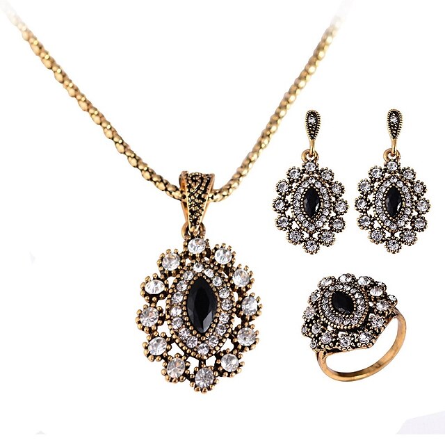  Women's Synthetic Diamond Jewelry Set Crystal Statement, Ladies, Luxury, Classic, Vintage Include Drop Earrings Pendant Necklace Ring Gold For Christmas Party Evening Party Holiday Club