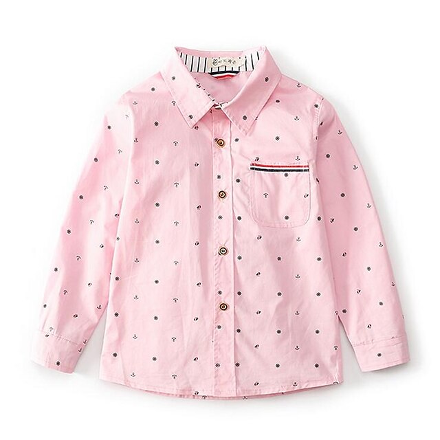  Kids Boys' T shirt Shirt Long Sleeve Polka Dot Blushing Pink Light Blue Children Tops Fall Spring Dot
