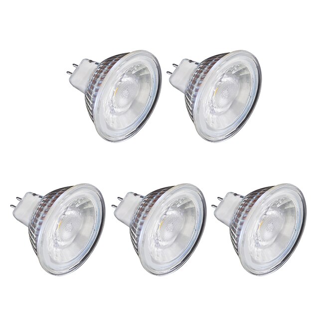  5pcs 6 W LED szpotlámpák 1 lm GU10 MR16 1 LED gyöngyök COB Meleg fehér Hideg fehér 220 V / 5 db.