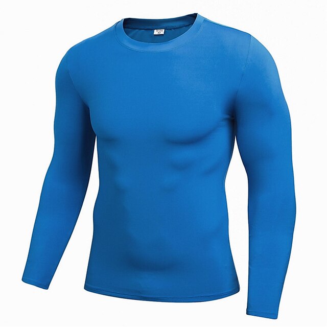  Men's Crew Neck Running Shirt - Light Red, Royal Blue, Fruit Green Sports Tee / T-shirt / Sweatshirt / Top Fitness, Gym, Workout Long Sleeve Activewear Lightweight, Breathability, Stretchy Stretchy