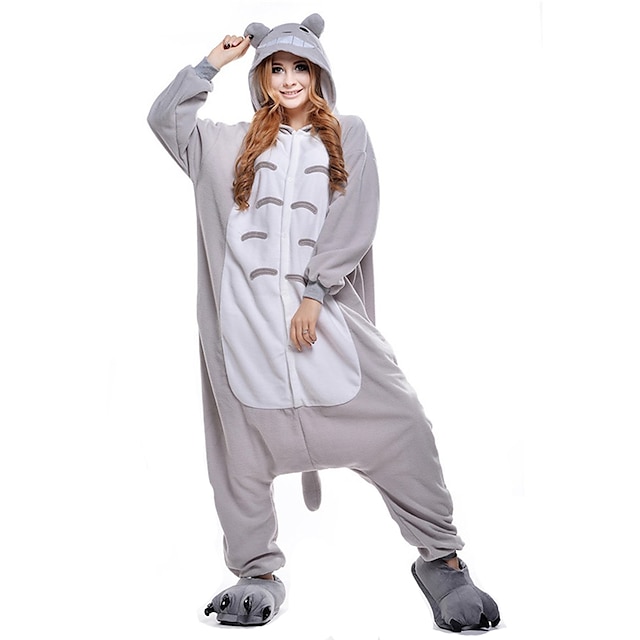 Toys & Hobbies Cosplay & Costumes | Adults Kigurumi Pajamas Cat Animal Onesie Pajamas Polar Fleece Gray Cosplay For Men and Wome