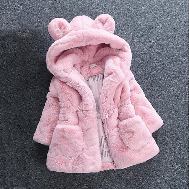  Baby Mädchen Daunen & Baumwoll gefüttert Langarm Weiß Rosa Einfarbig Herbst Winter Täglich