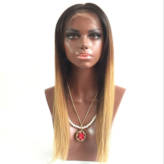  Human Hair Glueless Lace Front Lace Front Wig style Brazilian Hair Straight Body Wave Wig 130% Density with Baby Hair Ombre Hair Natural Hairline Glueless Women's Long Human Hair Lace Wig