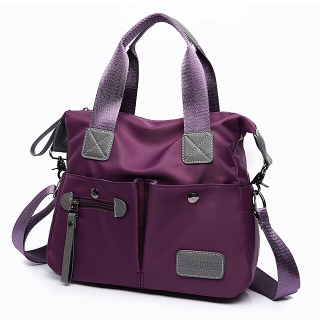  Women's Bags PU Leather Nylon Tote Leather Bags Event / Party Outdoor Office & Career Black Blue Purple Fuchsia