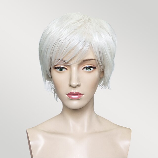  Synthetic Wig Straight Straight Bob Wig Short White Synthetic Hair White