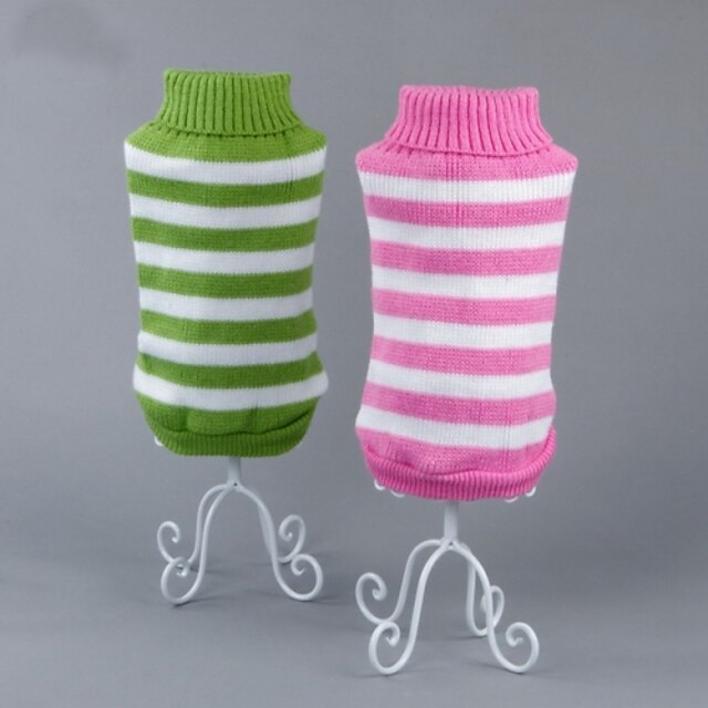  Cat Dog Sweater Stripes Casual / Daily Winter Dog Clothes Puppy Clothes Dog Outfits Blue Pink Green Costume for Girl and Boy Dog Cotton XS S M L XL
