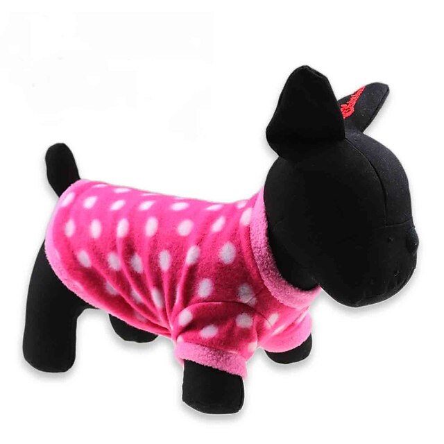  Cat Dog Shirt / T-Shirt Polka Dot Winter Dog Clothes Red Costume Polar Fleece XS S M L