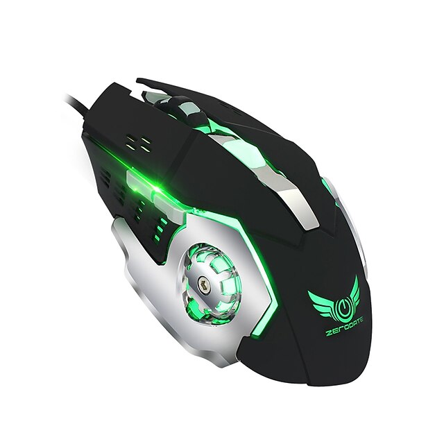  ZERODATE X500DU Vezetékes USB Optikai Gaming Mouse LED fény 800/1600/2400/3200 dpi 4 állítható DPI szint 6 pcs Kulcsok 6 programozható gomb