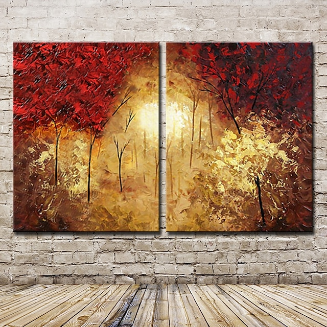  Large Hand-Painted Modern Landscape Tree Oil Painting On Canvas One Panel With Frame Ready To Hang