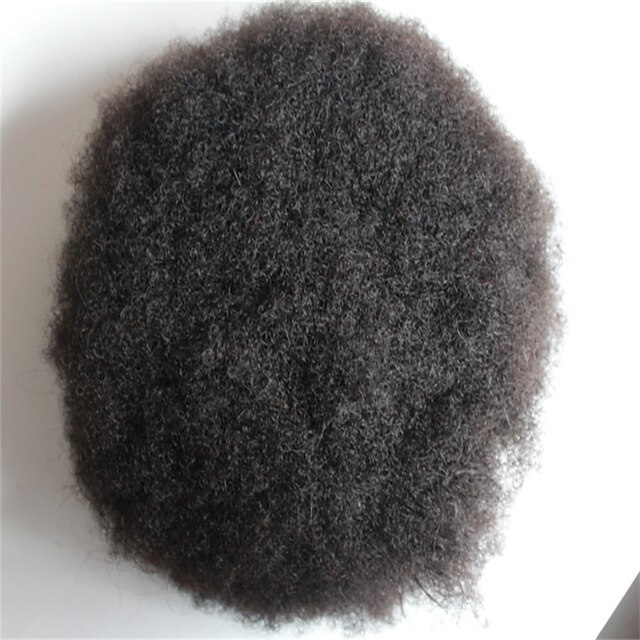  Натуральные волосы Накладки для мужчин Афро 100% ручная работа / Полностью ленточные