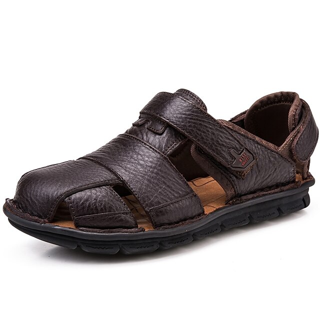  Herren Sandalen Komfort Schuhe Fischer Sandalen Komfort-Sandalen Alltag Kleid Outdoor Upstream-Schuhe Nappaleder Schwarz Kaffee Herbst Sommer