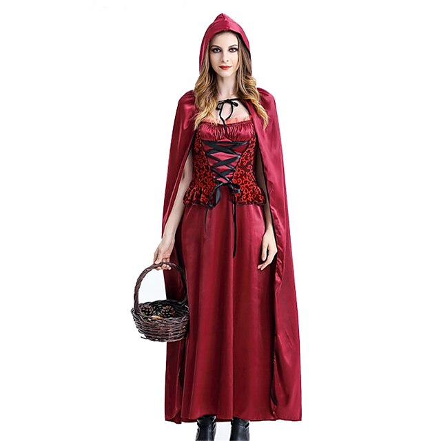  Rotkäppchen Kleid Cosplay Kostüme Maskerade Erwachsene Damen Urlaubskleid Halloween Karneval Fest / Feiertage Elastan Tactel Rot Damen Weiblich Einfach Karneval Kostüme Andere Vintage / Umhang