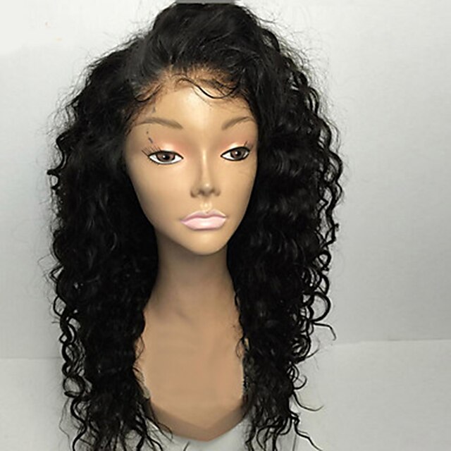  Remy Human Hair Glueless Lace Front Lace Front Wig style Brazilian Hair Curly Natural Black Wig 130% 150% 180% Density 8-26 inch with Baby Hair Natural Hairline African American Wig 100% Hand Tied