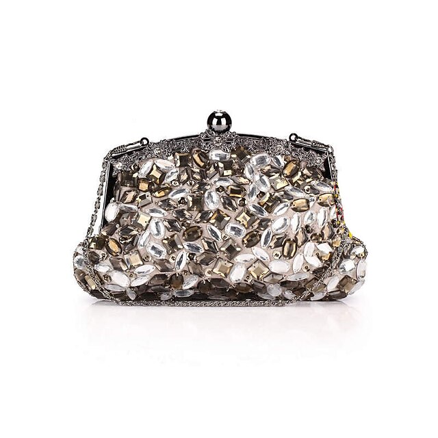  Women's Bags Polyester Evening Bag Rhinestone / Crystal for Wedding / Event / Party / Formal Gray