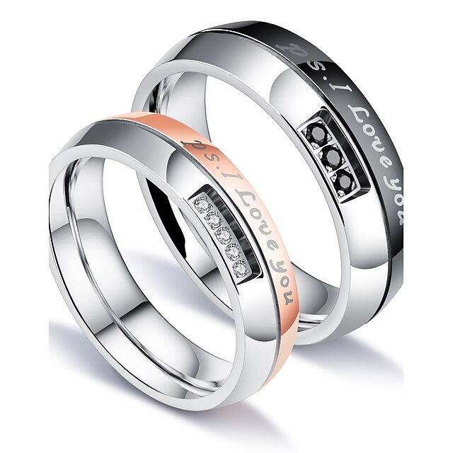  Couple Rings AAA Cubic Zirconia White Titanium Steel Luxury Love Fashion / Men's / Band Ring