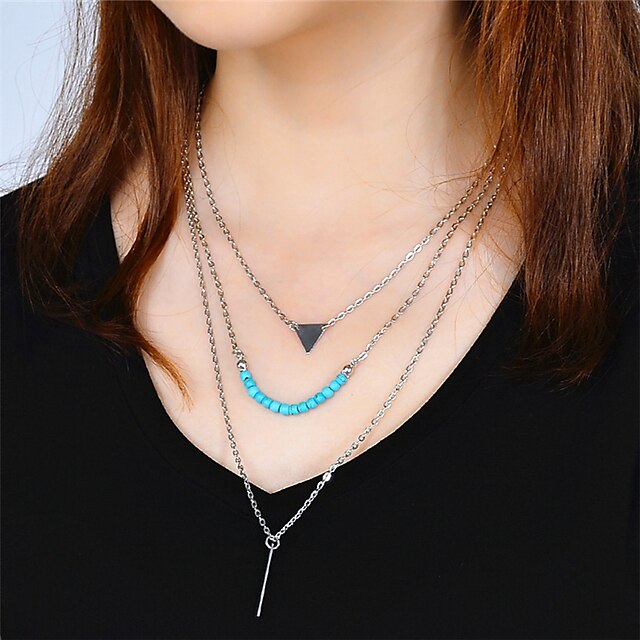  Women's Turquoise Pendant Necklace Personalized Fashion Turquoise Alloy Silver Necklace Jewelry For Daily Casual Street Going out