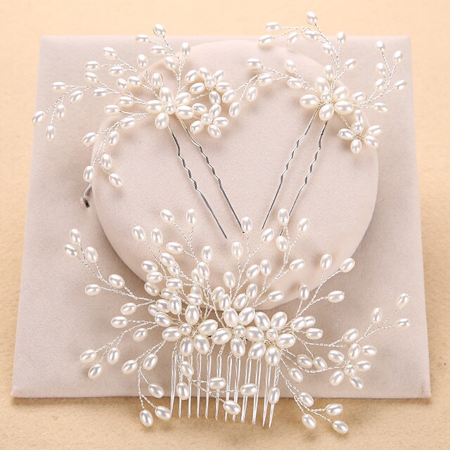  Imitation Pearl Hair Combs / Headwear with Floral 1pc Wedding / Special Occasion / Anniversary Headpiece
