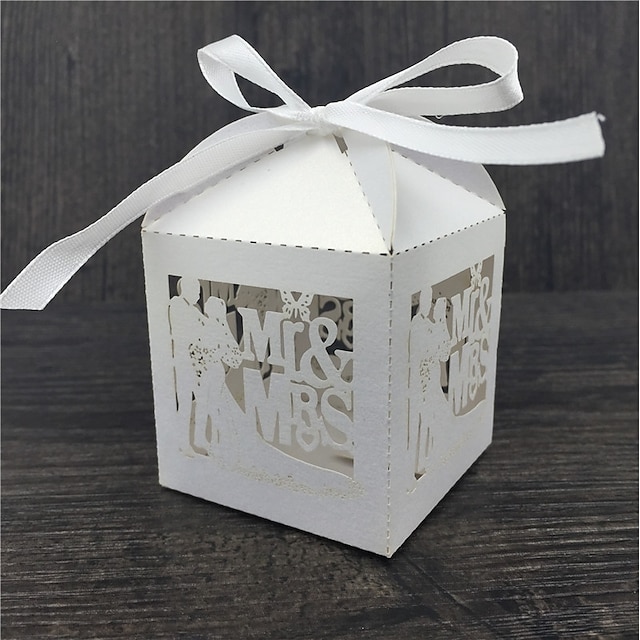  Redondo / Cuadrado / Cúbico Papel perlado Soporte para regalo  con Cintas / Estampado Cajas de regalos - 50