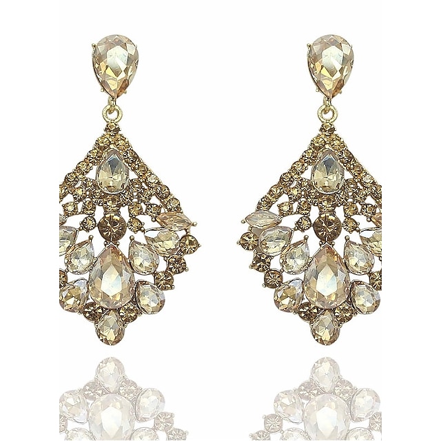  Women's Drop Earrings Chandelier Drop Statement Ladies Fashion Earrings Jewelry Gold / Green For Wedding Party