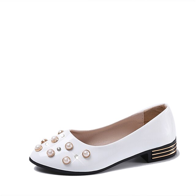  Women's Sandals Dress Party & Evening Summer Imitation Pearl Chunky Heel Round Toe Comfort PU Black White