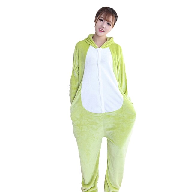 Toys & Hobbies Cosplay & Costumes | Adults Kigurumi Pajamas Frog Onesie Pajamas Flannel Fabric Green Cosplay For Men and Women A