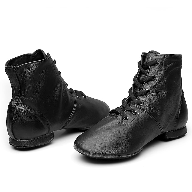  Men's Jazz Shoes Performance Boots Flat Heel Lace-up Black