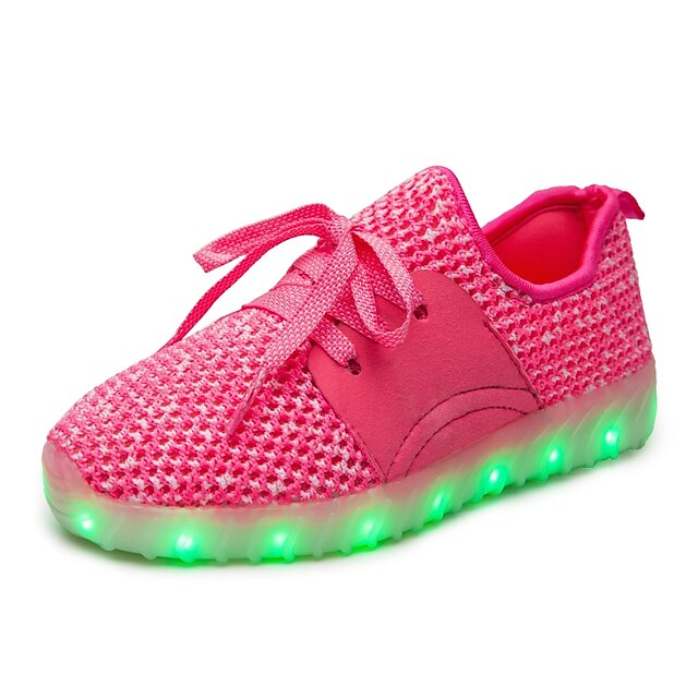  Mädchen Schuhe Netz Herbst Winter Leuchtende LED-Schuhe Komfort Sportschuhe Walking Schnürsenkel für Sportlich Normal Draussen Schwarz