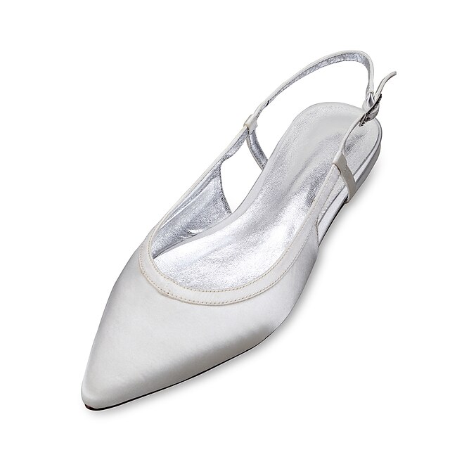  Women's Wedding Shoes Slingback Wedding Flats Bridesmaid Shoes Ribbon Tie Flat Heel Pointed Toe Comfort Ballerina D'Orsay & Two-Piece Wedding Dress Party & Evening Satin Spring Summer White Purple