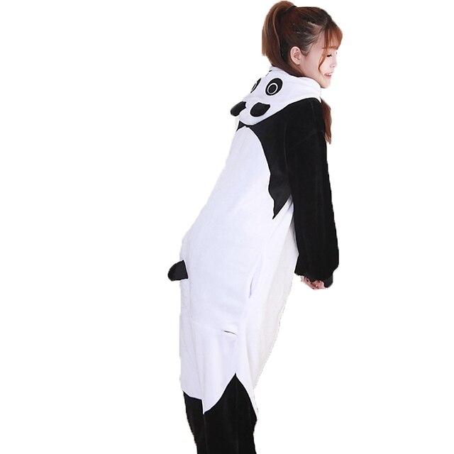 Toys & Hobbies Cosplay & Costumes | Adults Kigurumi Pajamas Panda Onesie Pajamas Flannel Fabric Black / White Cosplay For Men an