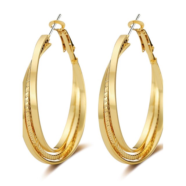  Women's Hoop Earrings - Rose Gold Luxury, Tassel, Punk Gold / Silver For Graduation / Gift / Daily / Oversized