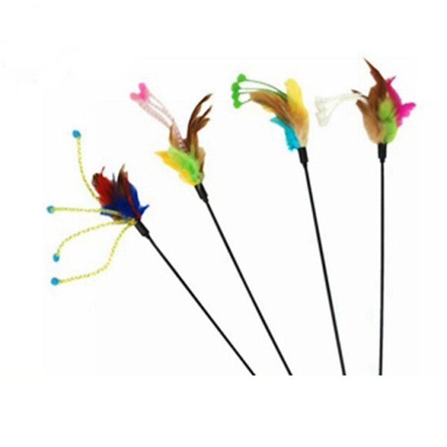  Teaser Feather Toy Interactive Cat Toys Fun Cat Toys Cat Toy Stick Textile Gift Pet Toy Pet Play
