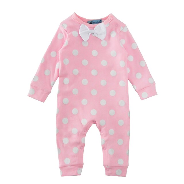  Baby Girls' Dot / Bow Polka Dot Long Sleeve Cotton Overall & Jumpsuit Blushing Pink