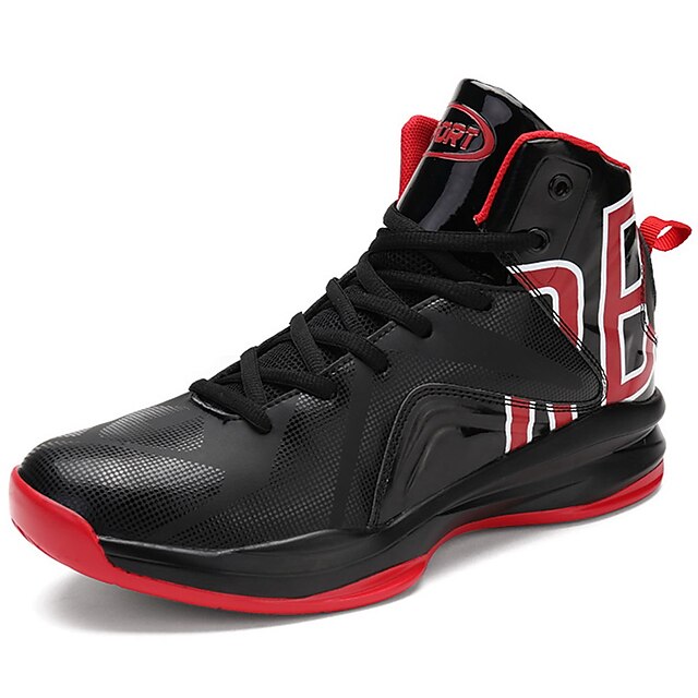  Hombre Zapatos PU Primavera Otoño Confort Zapatillas de Atletismo Baloncesto Con Cordón para Casual Negro Rojo Negro/Rojo