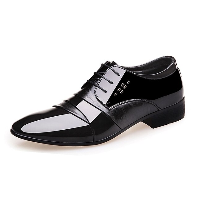 Hombre Zapatos formales Cuero Patentado Primavera / Otoño Confort / Zapatos formales Oxfords Negro / Boda / Fiesta y Noche / Con Cordón / Combinación / Fiesta y Noche