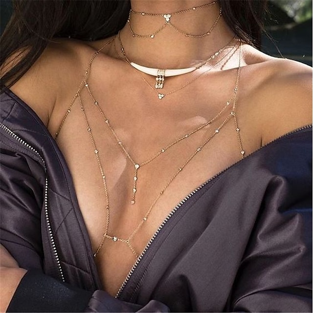  Body Chain Ladies Personalized Fashion Women's Body Jewelry For Casual Evening Party Geometrical Synthetic Diamond Imitation Diamond Alloy Silver Gold