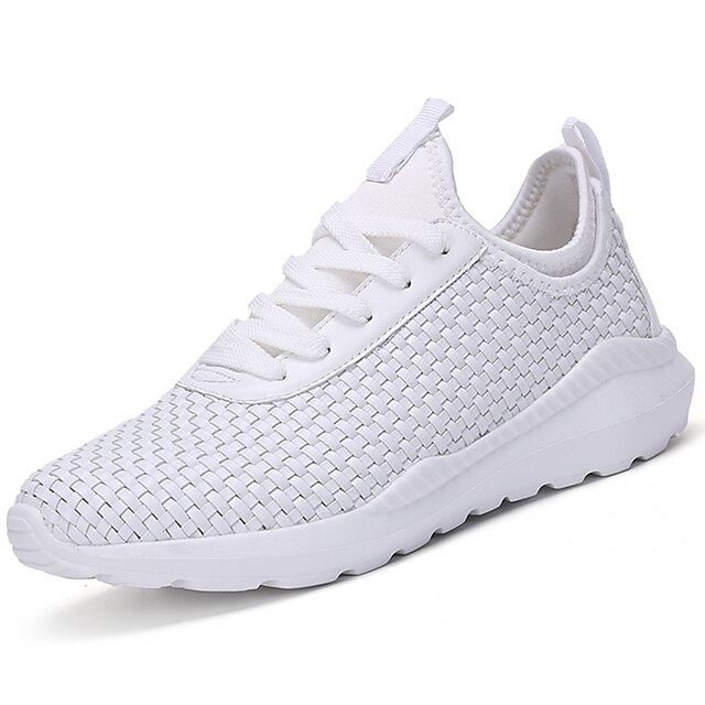  Men's Trainers Athletic Shoes Comfort Shoes Light Soles Casual Outdoor PU White Black Fall Spring / Lace-up