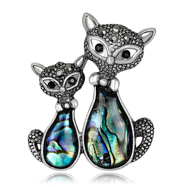  Damen Broschen Krystall Diamantimitate Katze Tier Personalisiert Luxus Klassisch Retro Grundlegend Brosche Schmuck Silber Für Weihnachten Hochzeit Party Geburtstag Neues Baby Abschluss