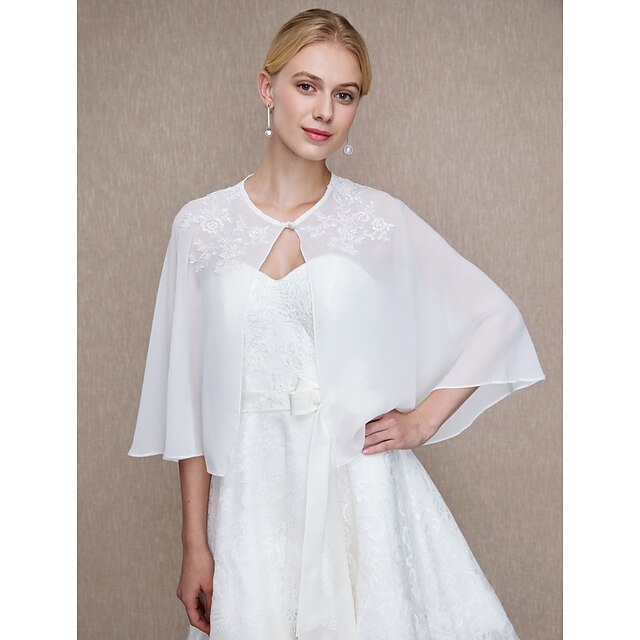  Capelets Chiffon Wedding / Party / Evening Women's Wrap With Buttons / Appliques