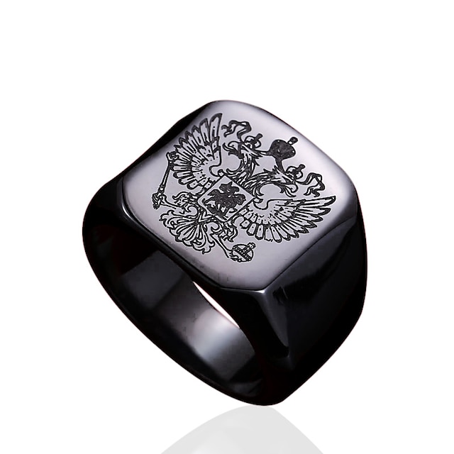  Anillo Plata Dorado Negro Acero inoxidable Titanio Acero cresta de la familia Personalizado Moda Militar 7 8 9 10 11 / Hombre