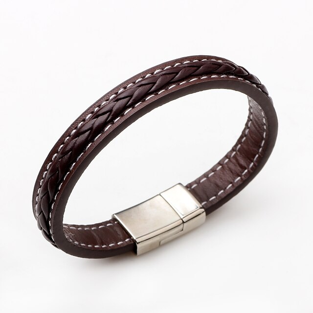  Men's Women's Leather Bracelet Magnetic Punk Simple Style Leather Bracelet Jewelry Black / Brown For Gift Casual