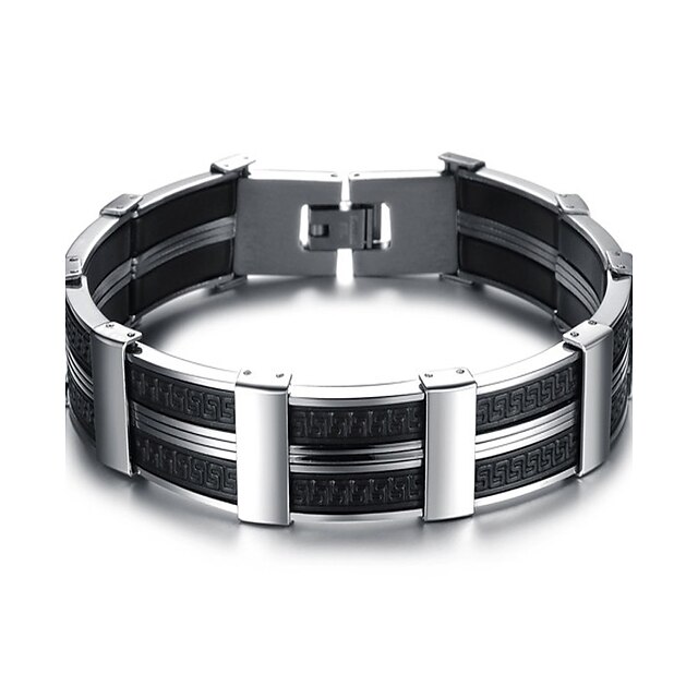  Men's Boys' Cuff Bracelet Bracelet Geometrical Fashion Simple Style Initial Titanium Steel Bracelet Jewelry Silver For Daily Office & Career