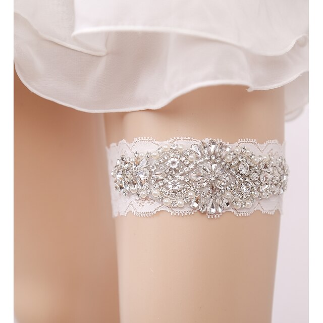  Lace Wedding Wedding Garter With Rhinestone / Imitation Pearl Garters